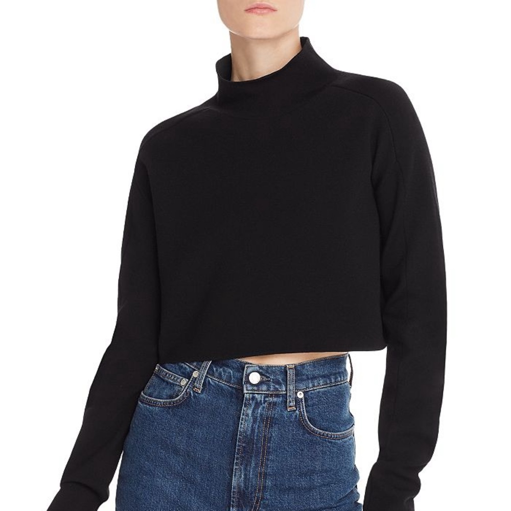 NWT Helmut Lang Merino  Wool Blend Cropped Sweater (BLACK), Large